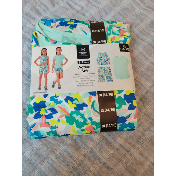 Member's Mark Other - Girls Member's Mark Active 3 Piece Set XL (14/16) Green Multi-color NWT